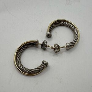 David Yurman cross ocer stamped Two tone loop earring